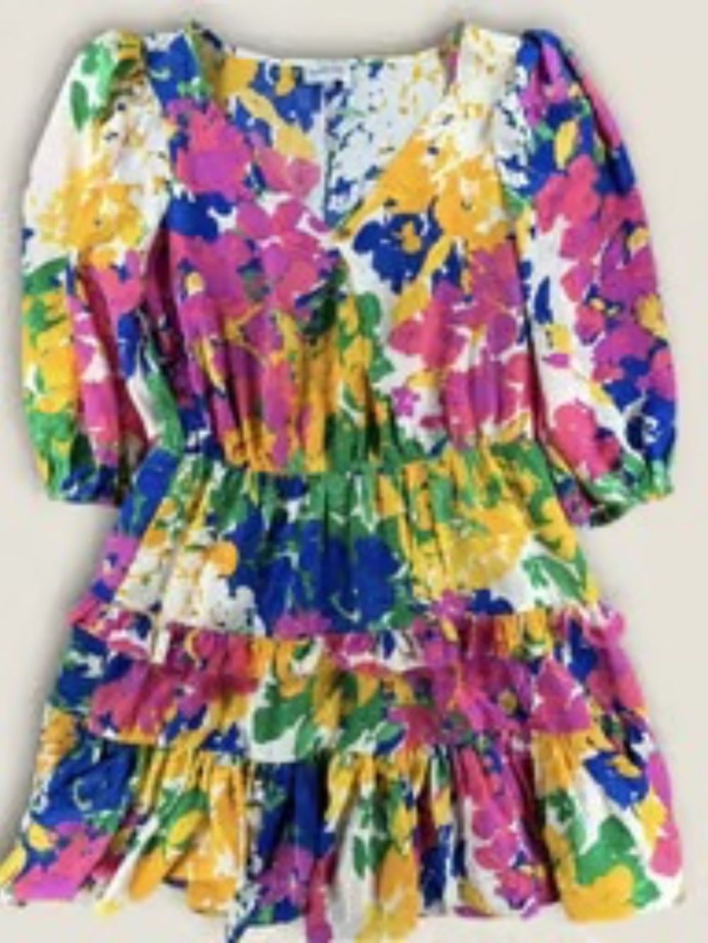 Sugar Lips Bright Floral puff sleeve dress Large